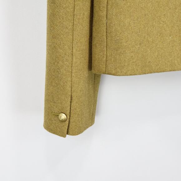 J.Crew Melton Wool Double-Breasted Cropped Classic Peacoat Mustard Olive Size 4 - Picture 6 of 9